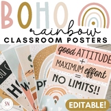Boho Rainbow Classroom Posters | Boho Rainbow Decor | Editable