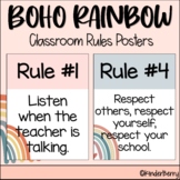 Boho Rainbow Classroom Rules Posters