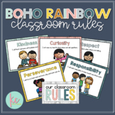 Boho Rainbow Classroom Rules, Primary