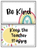 Boho Rainbow Classroom Rules set organization behavior man