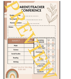 Boho Rainbow Classroom Theme Parent/Teacher Conference Form