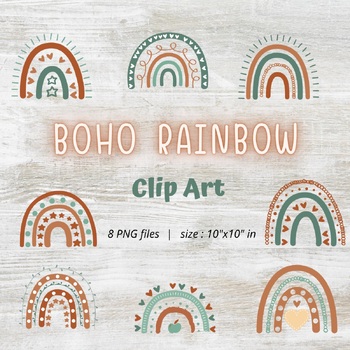Preview of Boho Rainbow png Clipart