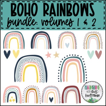 Boho Rainbow Clip Art Set | BUNDLE of Volumes 1 and 2 by Love The ...