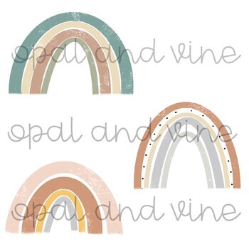 Boho Rainbow Clipart (Includes Transparent) by Opal and Vine | TpT