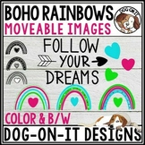Boho Rainbows and Hearts Clipart
