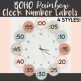Boho Rainbow Clock Number Labels | Classroom Decor