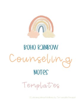Preview of Boho Rainbow Counseling Notes Templates