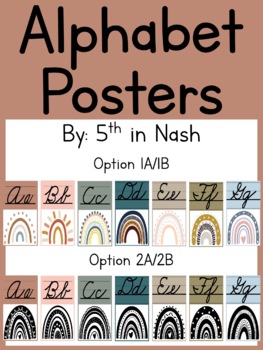 Preview of Boho Rainbow Cursive Alphabet Posters ABCs Line Zaner-Bloser Decor