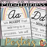Boho Rainbow Cursive Mindfulness Alphabet Posters