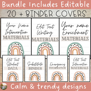 Preview of Boho Rainbow Décor - 20 + Editable Binder Covers Set