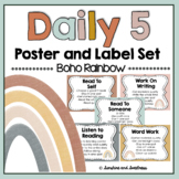 Boho Rainbow Daily 5 Poster and Label Set EDITABLE