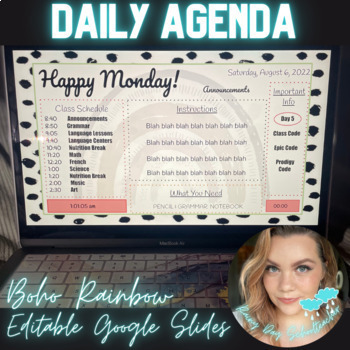 Preview of Boho Rainbow Daily Agenda Google Slides