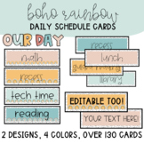 Boho Rainbow Daily Schedule Cards - EDITABLE versions included!