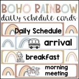 Boho Rainbow Daily Schedule Cards with Pictures for Presch