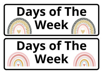 Boho Rainbow Days Of The Week Editable Labels 