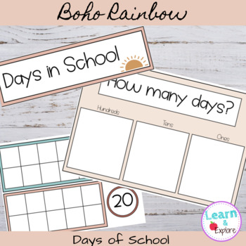 Preview of Boho Rainbow Days in School with Ten Frames