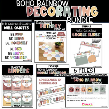 Preview of Boho Rainbow Decorating Bundle Back to School Classroom Decor