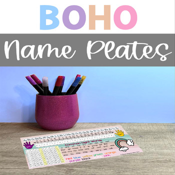 Boho Rainbow Desk Name Plates Editable by Renee Miller | TpT