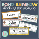 Boho Rainbow Desk Name Plates (Editable)