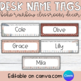 Boho Rainbow Desk Name Tags | Editable | Alphabet and Numb