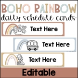 Boho Rainbow EDITABLE Daily Schedule Cards for Classroom Decor