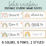 Boho Rainbow EDITABLE Student Desk Name Plates