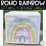 Boho Rainbow 3 Drawer Labels - Supply Labels
