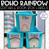 Boho Rainbow Book Box Labels - Book Bin Labels