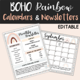 Boho Rainbow Editable Calendars and Newsletters Templates 