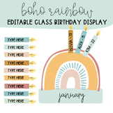 Boho Rainbow Editable Class Birthday Display
