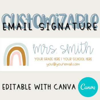 Preview of Boho Rainbow Teacher Email Signature Editable with Canva