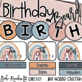 Boho Rainbow Flair Birthday Display | Editable Classroom Decor