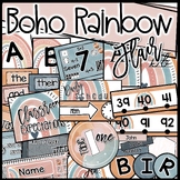 Boho Rainbow Editable Classroom Decor | Calming and Neutra