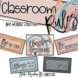 Boho Rainbow Flair Classroom Rules Posters | Editable Clas