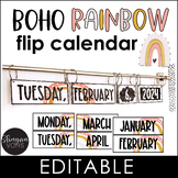 Boho Rainbow Flip Calendar Editable