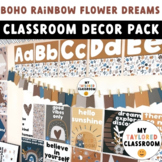 Boho Rainbow Flower Classroom Decor Bundle