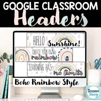Preview of Boho Rainbow Google Classroom Header | Boho Rainbow Google Classroom Banner
