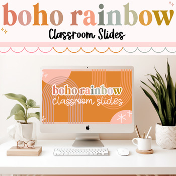 Preview of Boho Rainbow Google Slides + Powerpoint Slides | Editable