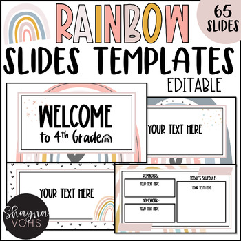 Preview of Boho Rainbow Google Slides Templates Daily Agenda and Powerpoint