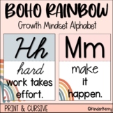 Boho Rainbow Growth Mindset Alphabet Posters