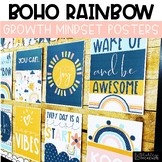 Boho Rainbow Growth Mindset Classroom Posters - Editable!