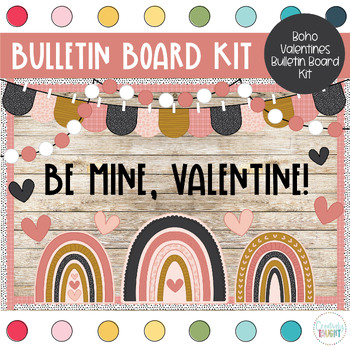 Preview of Boho Rainbow - Kindness - February Bulletin Board - Valentines Bulletin Board