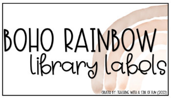 Preview of Boho Rainbow Library Labels with Reading Levels