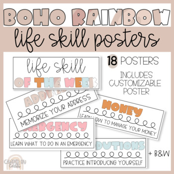 Preview of Boho Rainbow Life Skill Posters