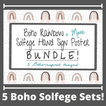Preview of Boho Rainbow + MORE! Solfege Hand Signs Posters || Music Classroom Decor