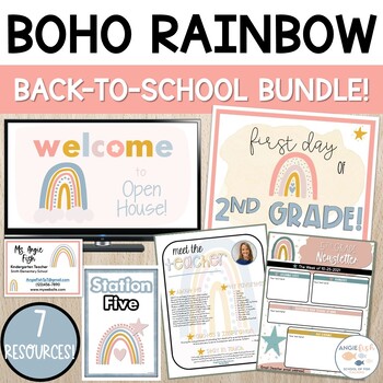 Preview of Boho Rainbow Meet the Teacher | Back to School Boho Rainbow
