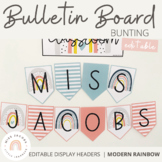 Modern Rainbow Bulletin Board Signage & Bunting | Editable