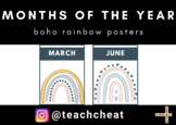 Boho Rainbow Months of the Year Posters