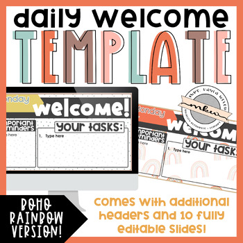 Preview of Boho Rainbow Morning Welcome Template | Agenda Slides | Daily Schedule