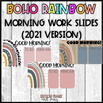 Preview of Boho Rainbow Morning Work Slides